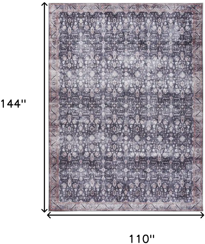 Blue and Ivory Oriental Power Loom Distressed Washable Non Skid Area Rug Photo 9