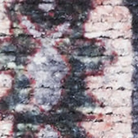 Blue and Ivory Oriental Power Loom Distressed Washable Non Skid Area Rug Photo 3