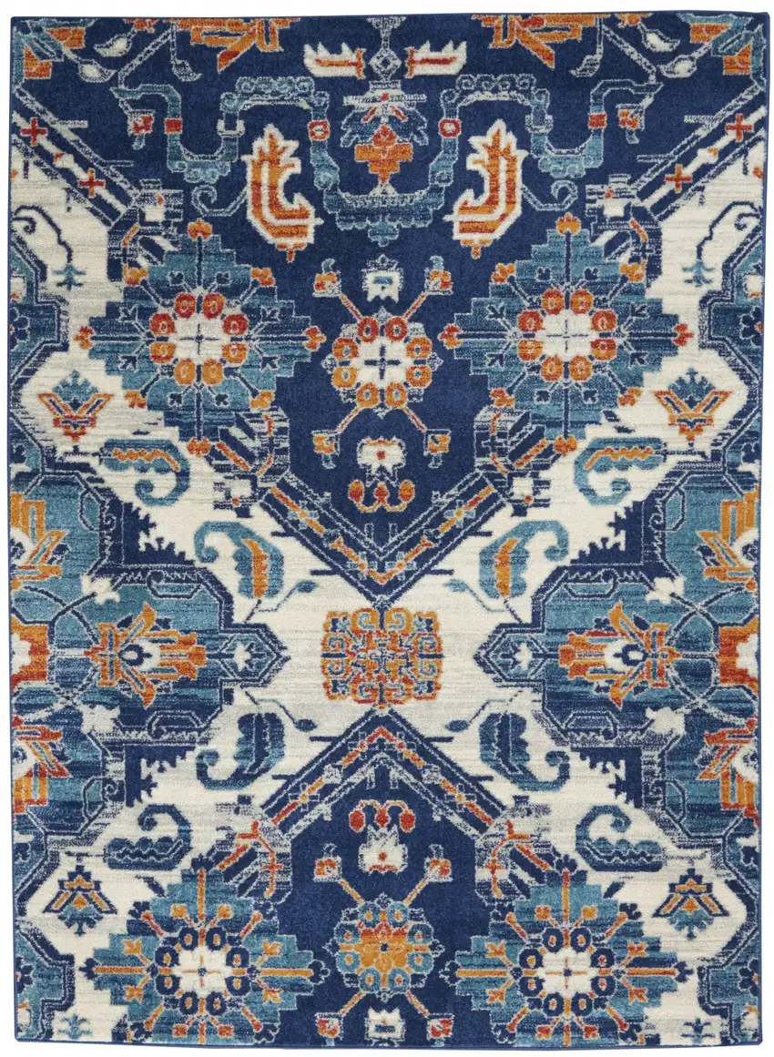 Blue and Ivory Persian Patterns Area Rug Photo 1