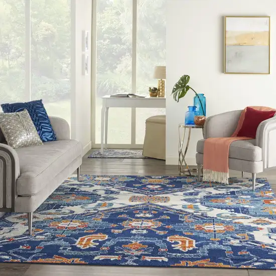 Blue and Ivory Persian Patterns Area Rug Photo 8