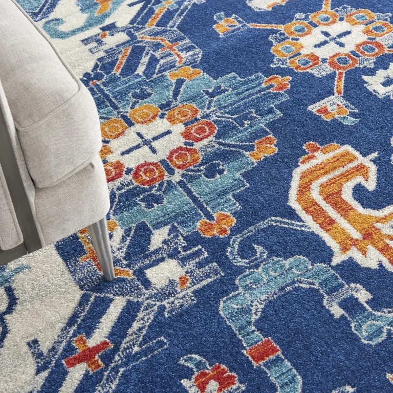 Blue and Ivory Persian Patterns Area Rug Photo 3