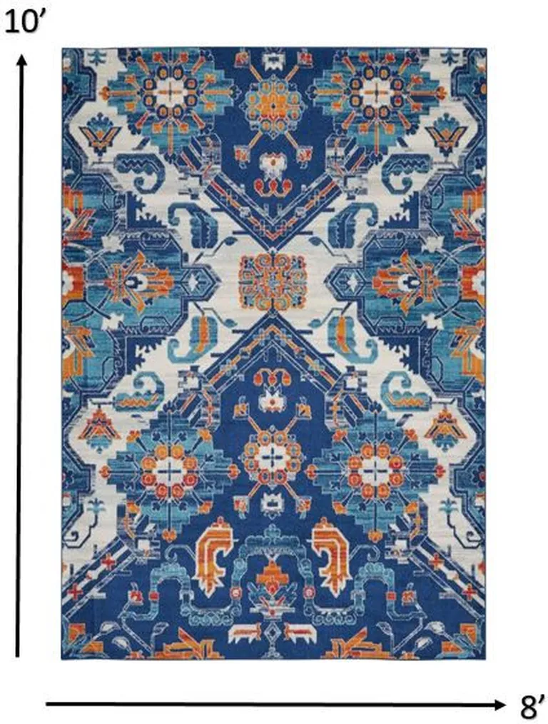 Blue and Ivory Persian Patterns Area Rug Photo 5