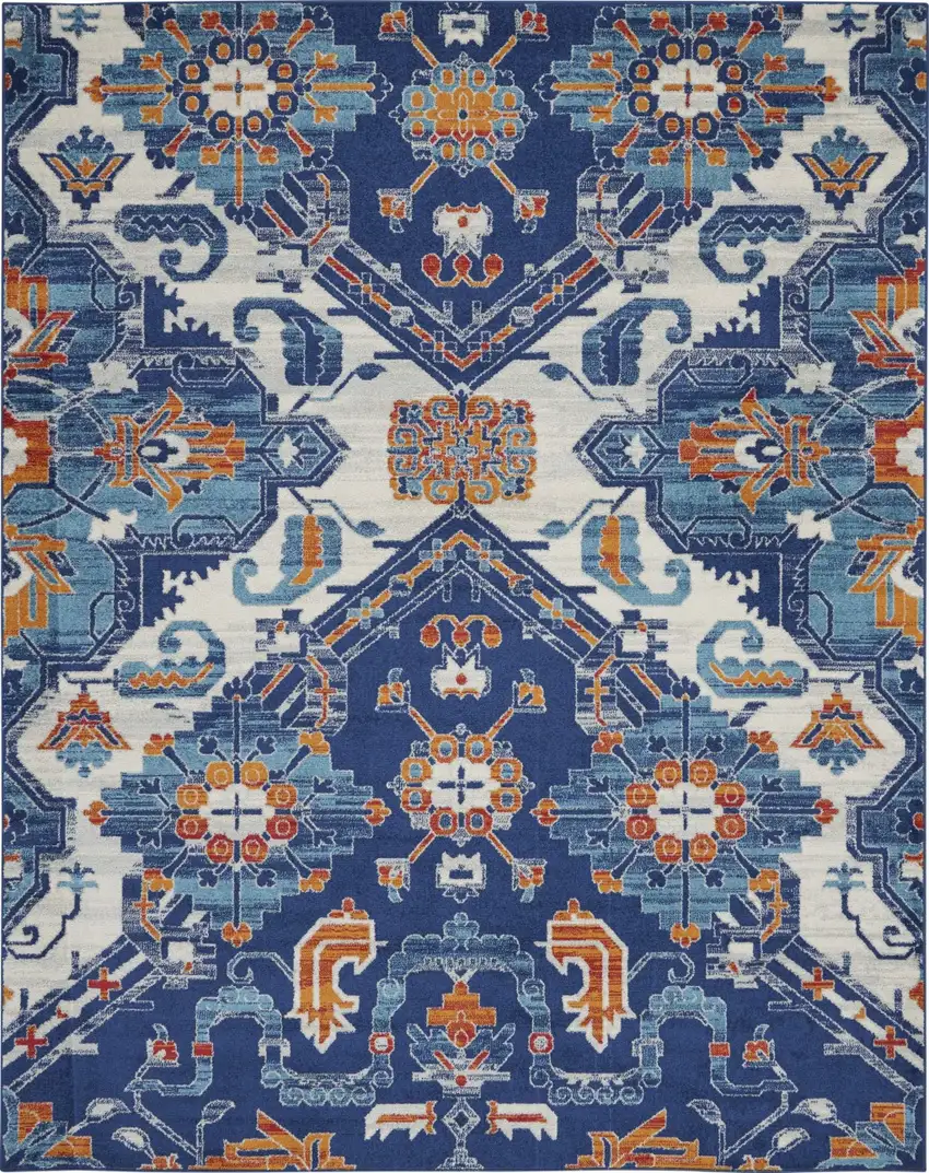 Blue and Ivory Persian Patterns Area Rug Photo 1