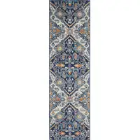 Photo of Blue and Ivory Persian Patterns Runner Rug