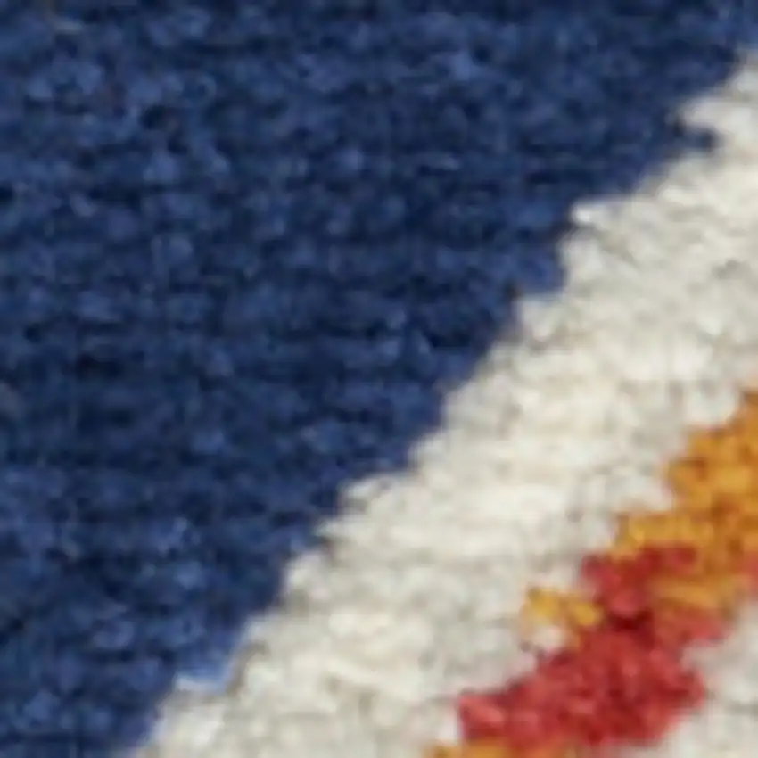 8' Blue And Ivory Floral Runner Rug Photo 5