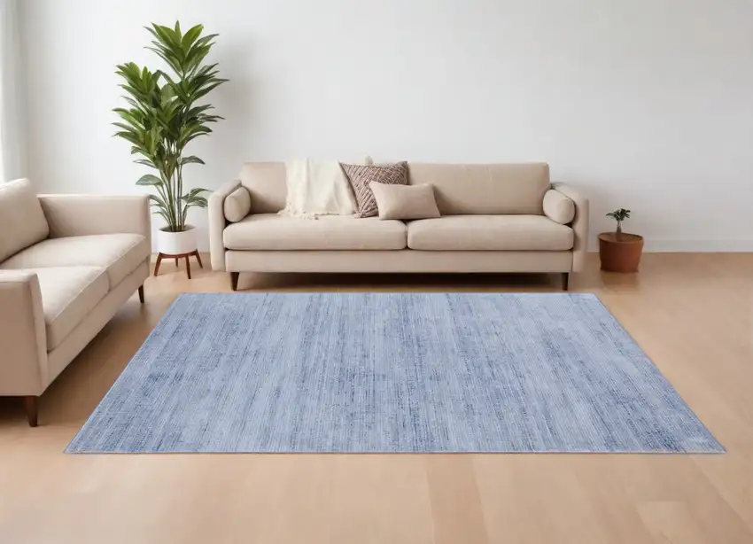 Blue and Ivory Power Loom Area Rug Photo 1