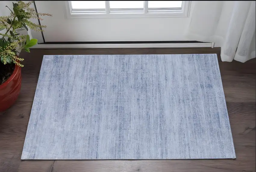 Blue and Ivory Power Loom Area Rug Photo 1