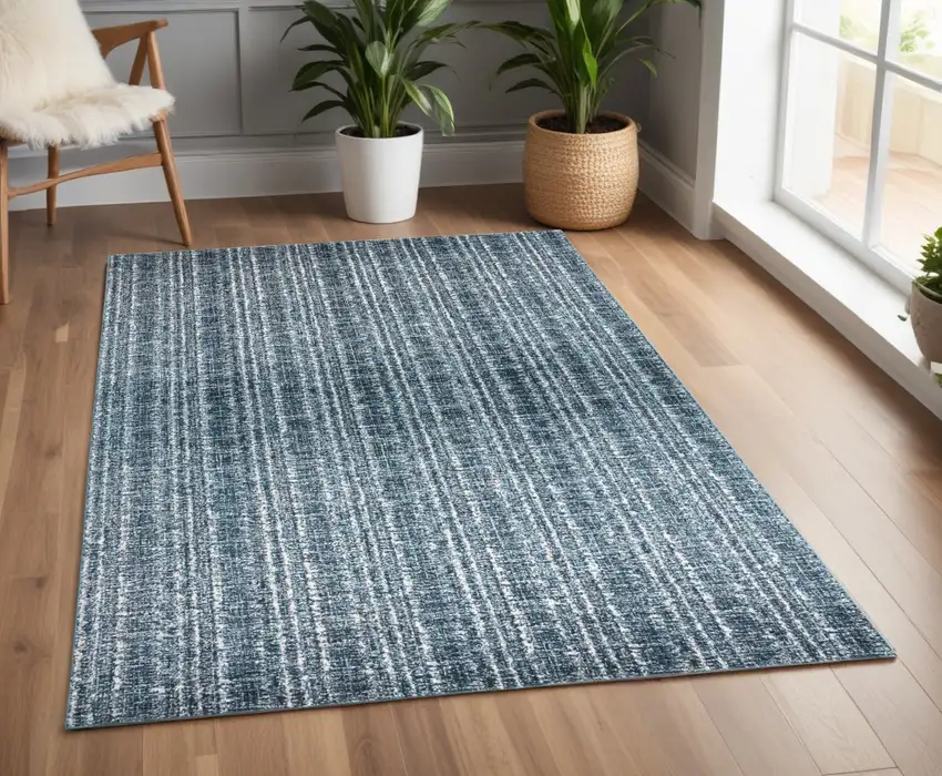 Blue and Ivory Power Loom Area Rug Photo 1