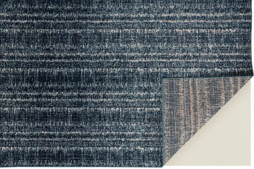 Blue and Ivory Power Loom Area Rug Photo 7