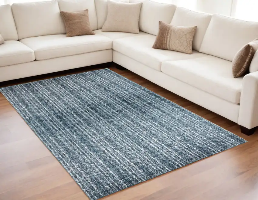 Blue and Ivory Power Loom Area Rug Photo 1