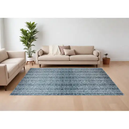 Blue and Ivory Power Loom Area Rug Photo 1