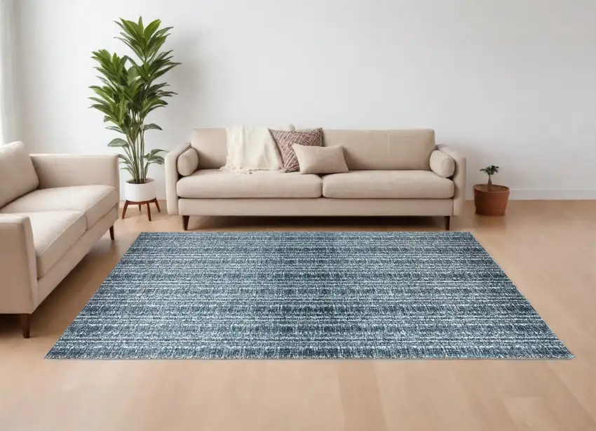 Blue and Ivory Power Loom Area Rug Photo 1