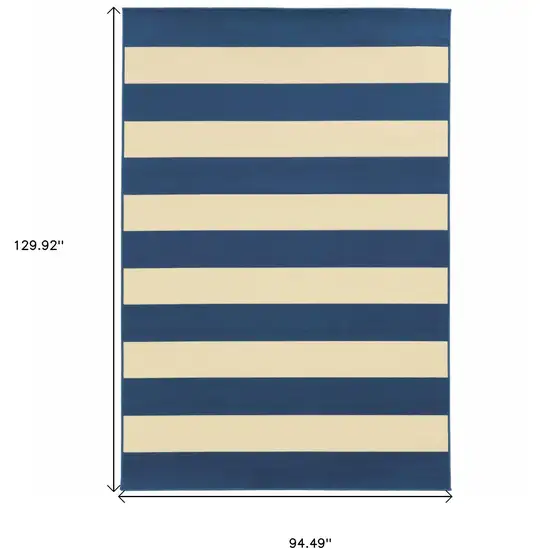 Blue and Ivory Striped Indoor Outdoor Area Rug Photo 6