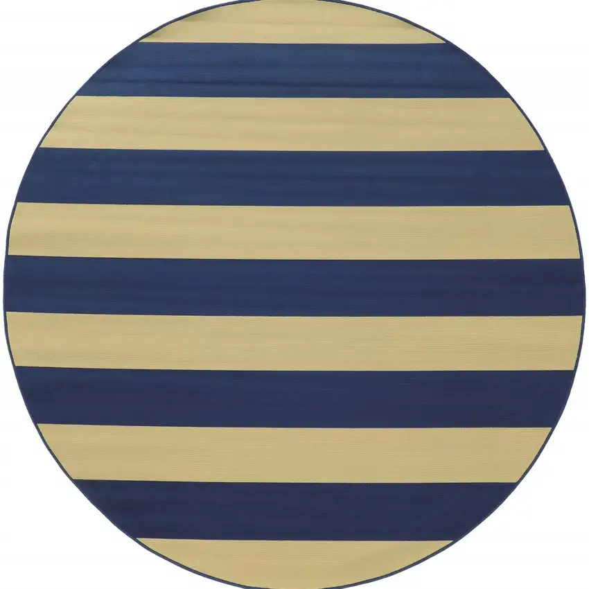 Blue and Ivory Striped Indoor Outdoor Area Rug Photo 4