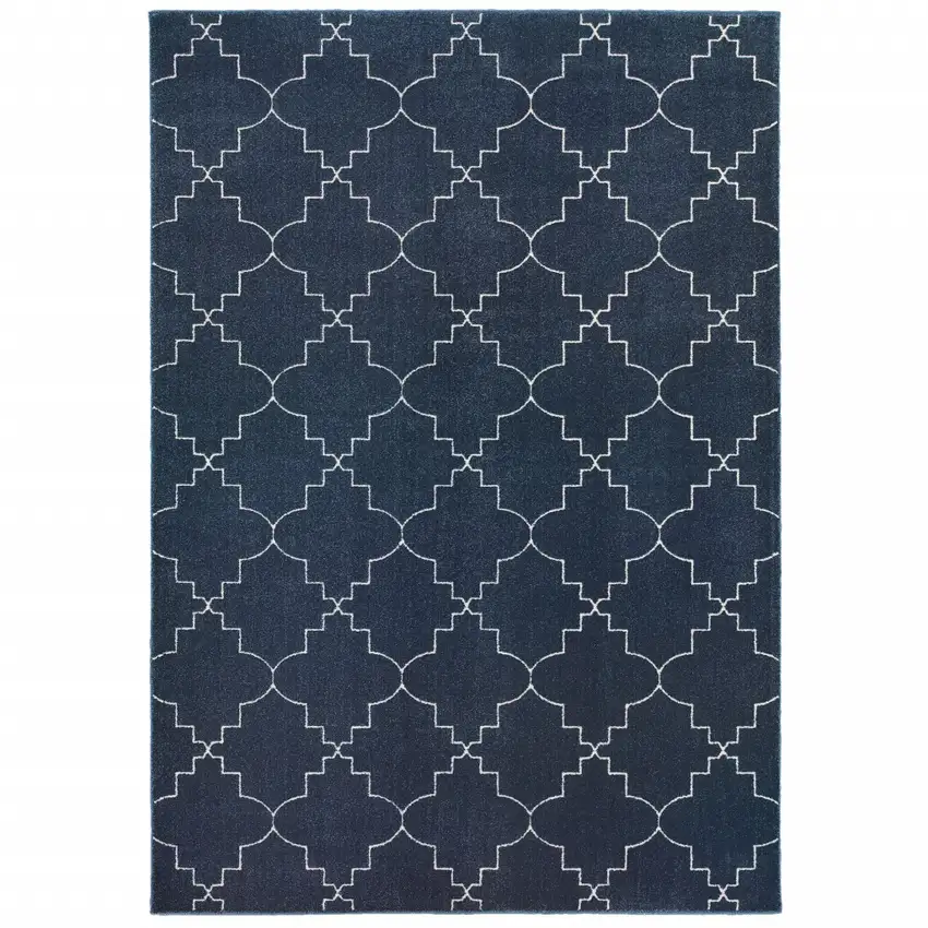 Blue and Ivory Trellis Indoor Area Rug Photo 1