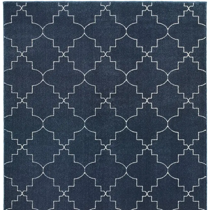 Blue and Ivory Trellis Indoor Area Rug Photo 4