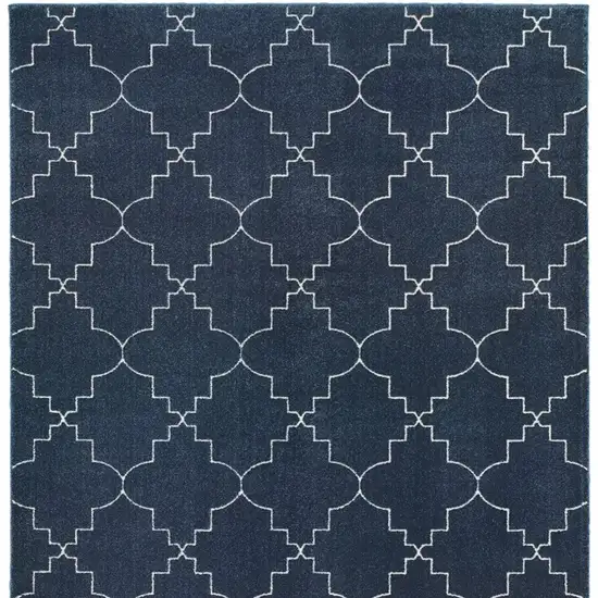 Blue and Ivory Trellis Indoor Area Rug Photo 4