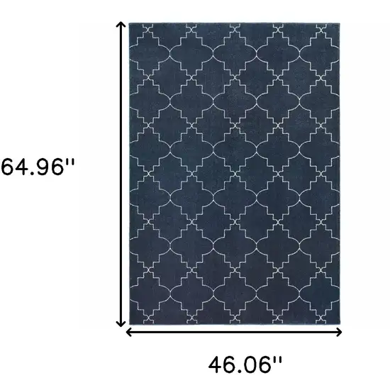 Blue and Ivory Trellis Indoor Area Rug Photo 5