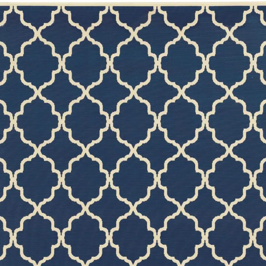 Blue and Ivory Trellis Indoor Outdoor Area Rug Photo 6