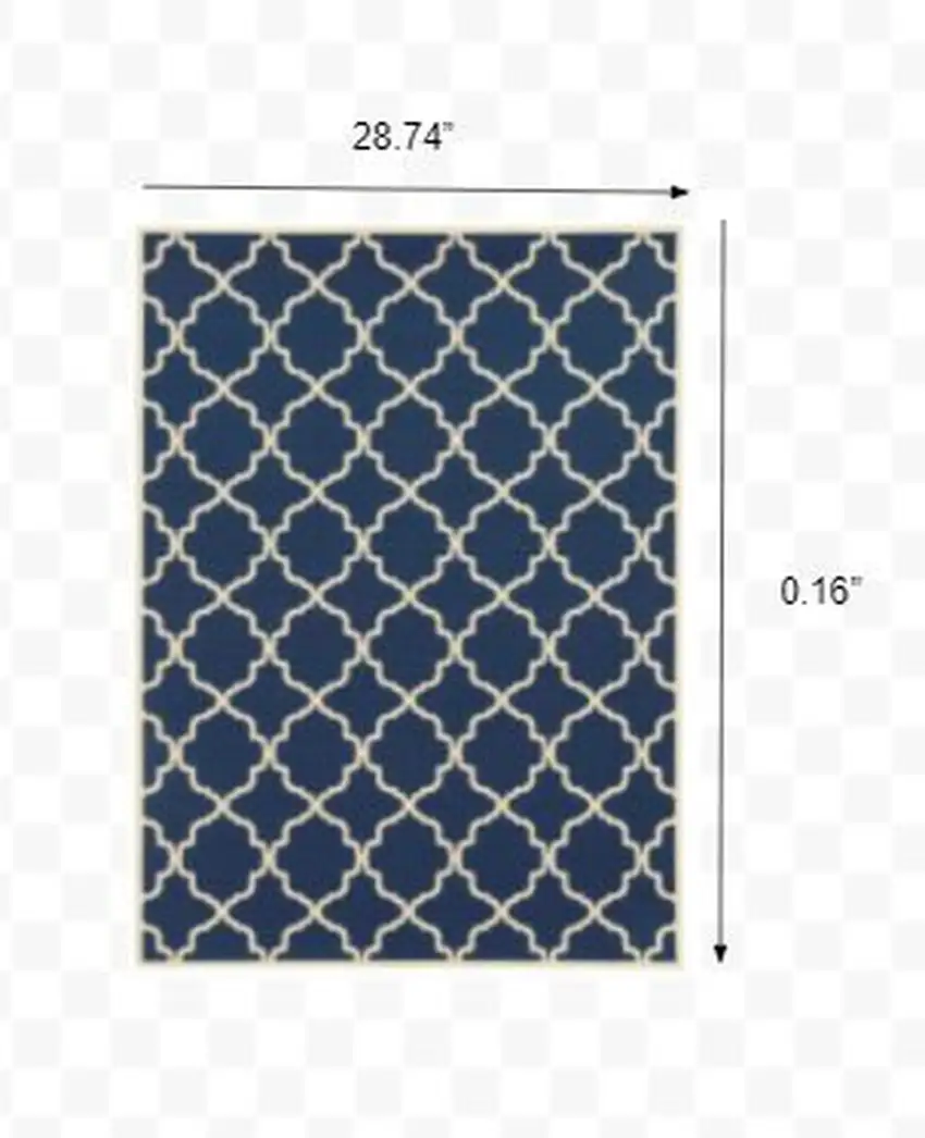 Blue and Ivory Trellis Indoor Outdoor Area Rug Photo 3