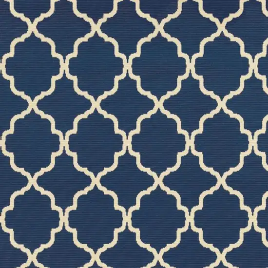 Blue and Ivory Trellis Indoor Outdoor Area Rug Photo 5