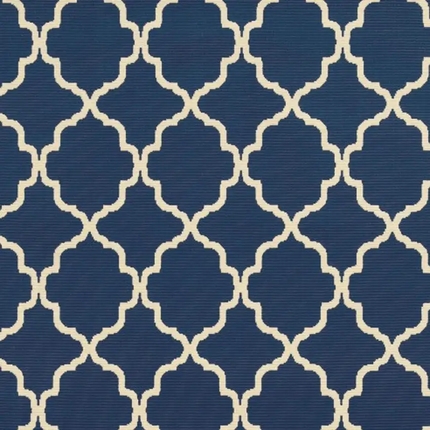 Blue and Ivory Trellis Indoor Outdoor Area Rug Photo 4