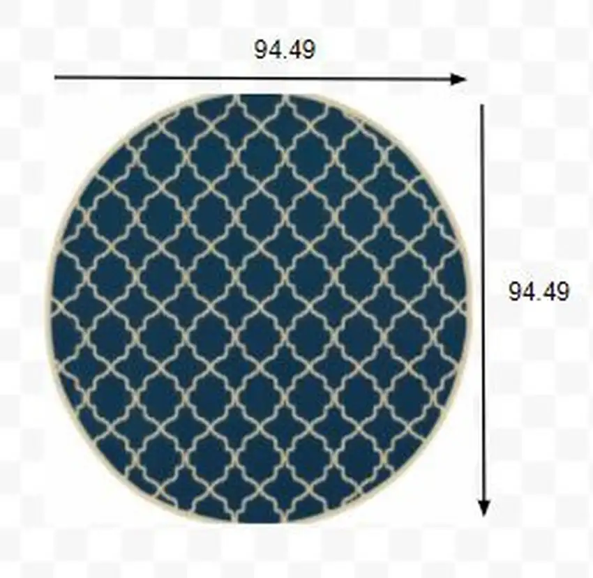 Blue and Ivory Trellis Indoor Outdoor Area Rug Photo 2