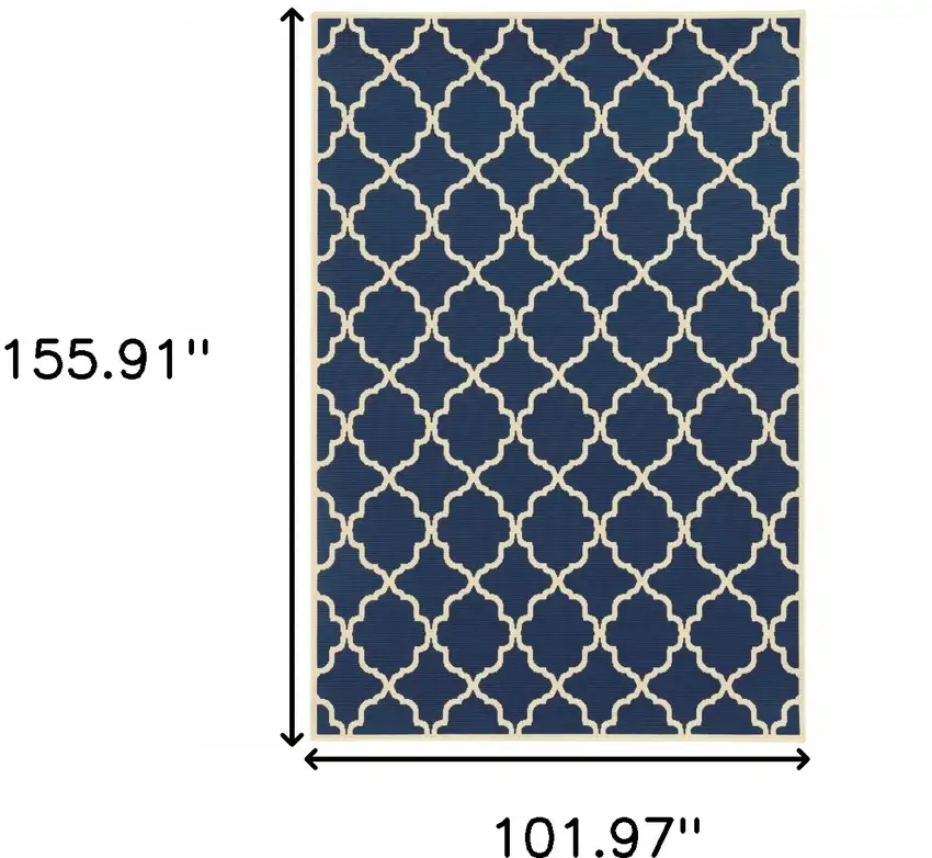 Blue and Ivory Trellis Indoor Outdoor Area Rug Photo 6