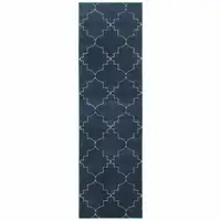 Photo of Blue and Ivory Trellis Indoor Runner Rug