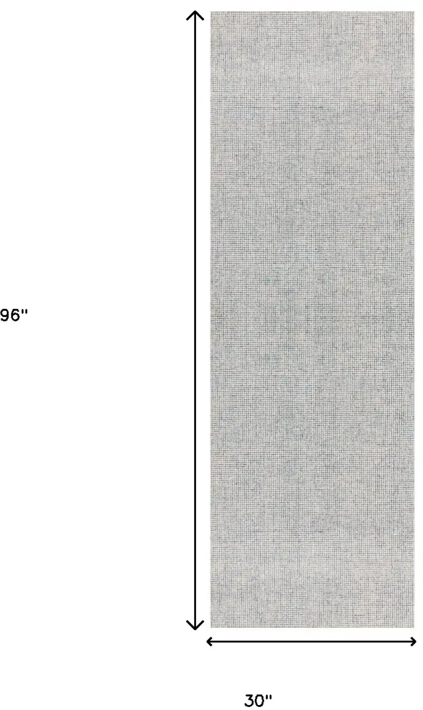 Blue and Ivory Wool Abstract Hand Tufted Runner Rug Photo 3