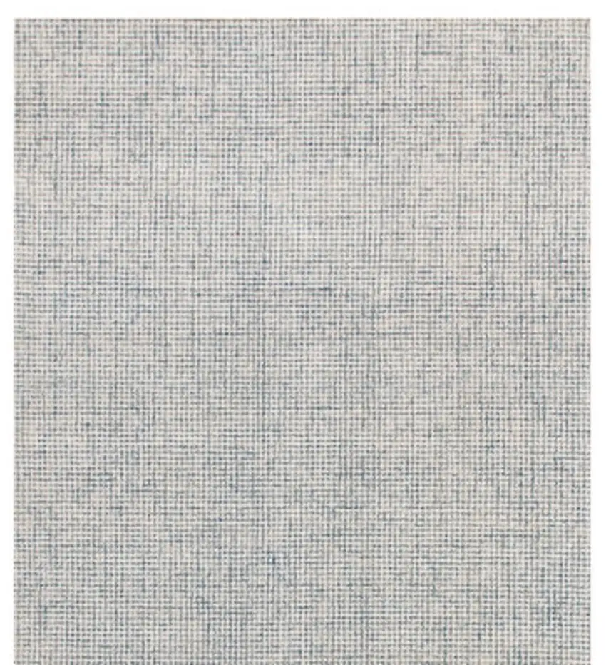 Blue and Ivory Wool Abstract Hand Tufted Runner Rug Photo 5