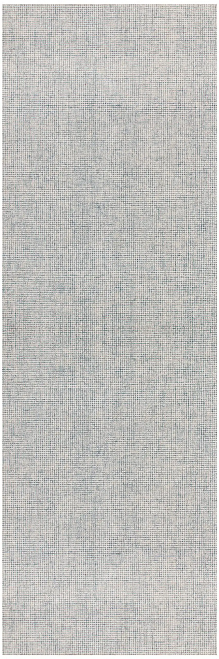 Blue and Ivory Wool Abstract Hand Tufted Runner Rug Photo 2