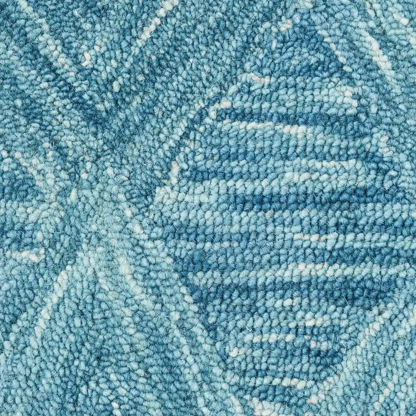 Blue and Ivory Wool Geometric Area Rug Photo 3