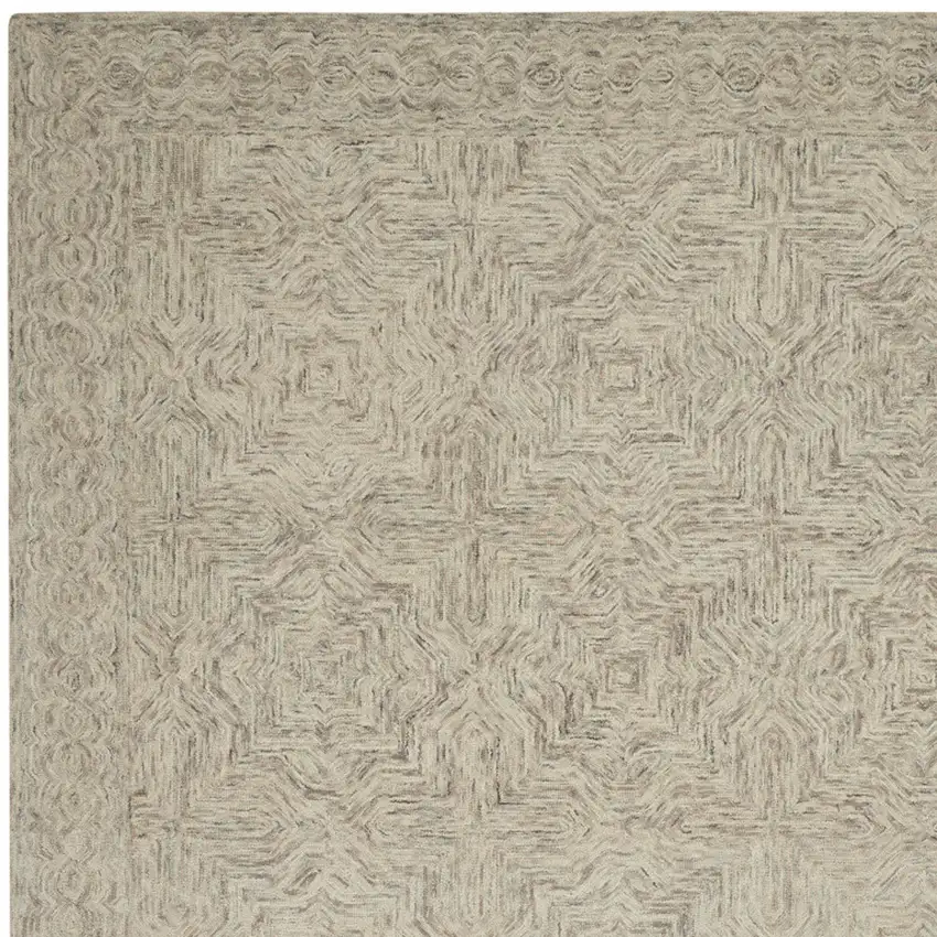 Blue and Ivory Wool Geometric Area Rug Photo 7