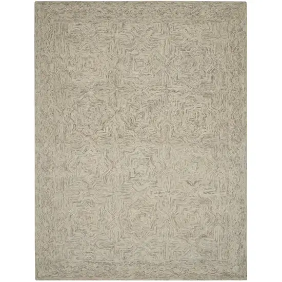 Blue and Ivory Wool Geometric Area Rug Photo 1