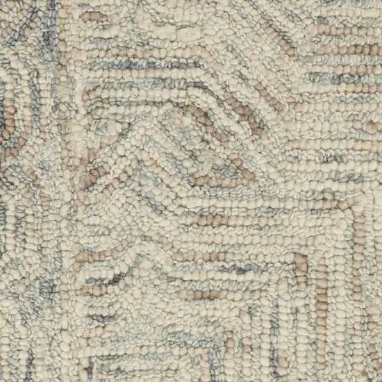 Blue and Ivory Wool Geometric Area Rug Photo 4