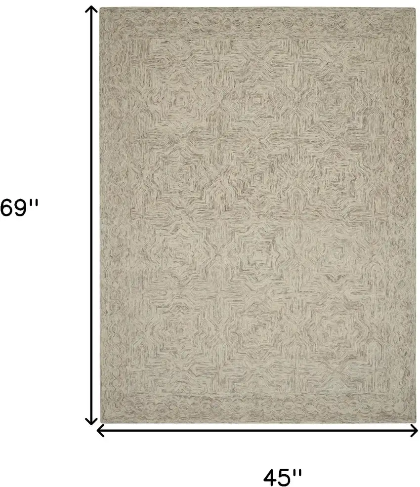 Blue and Ivory Wool Geometric Area Rug Photo 3