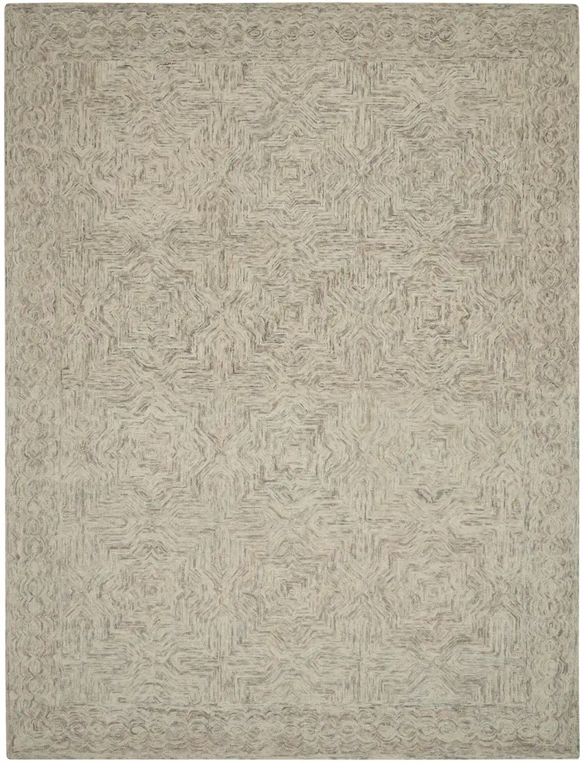 Blue and Ivory Wool Geometric Area Rug Photo 2