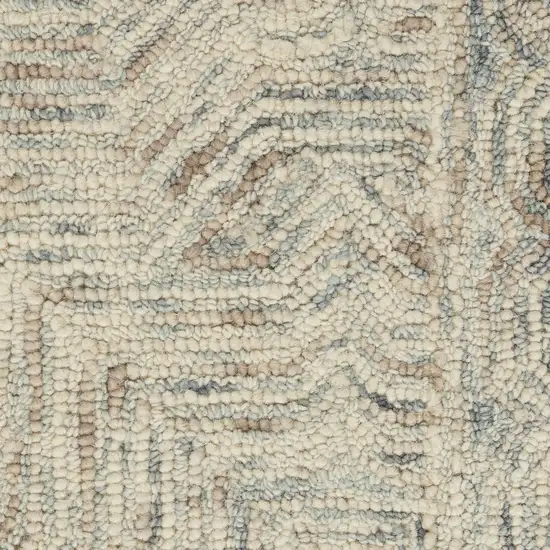 Blue and Ivory Wool Geometric Area Rug Photo 5