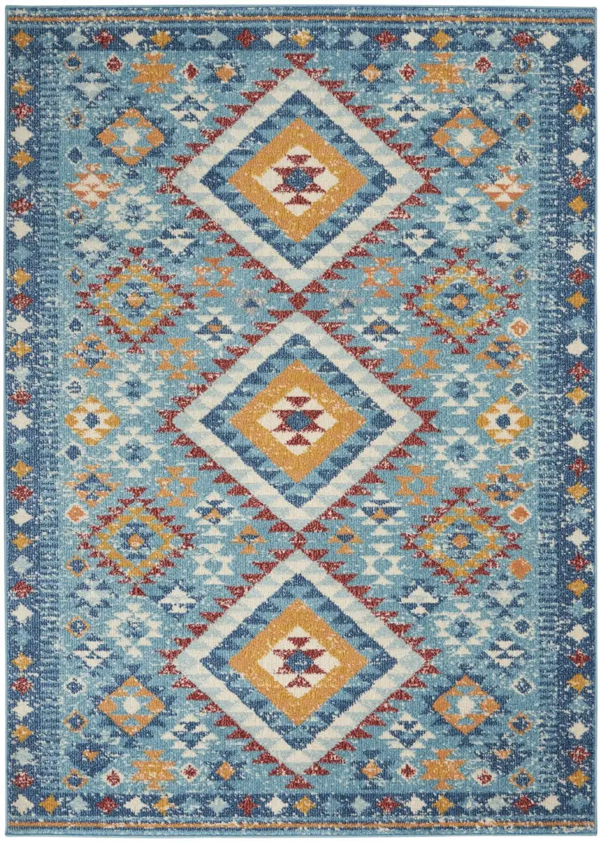 Blue and Multi Diamonds Area Rug Photo 1