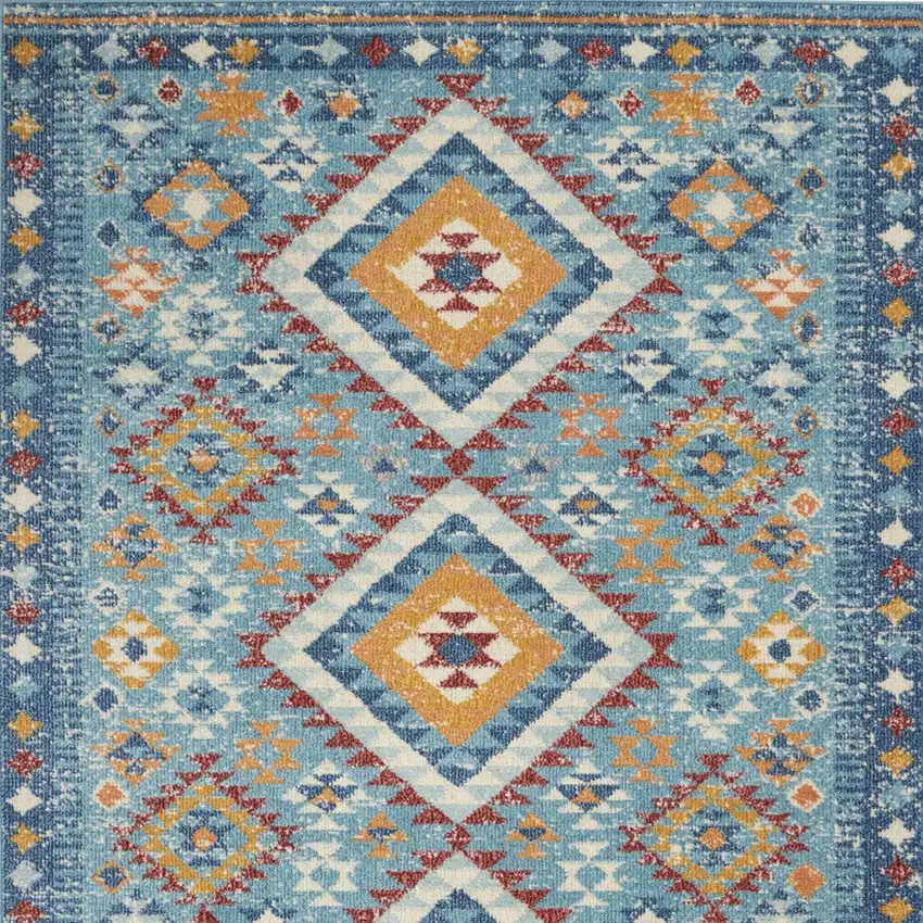 Blue And Orange Geometric Area Rug Photo 7