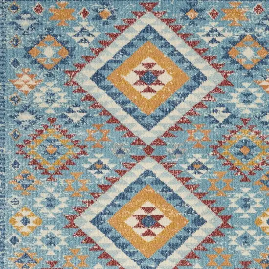 Blue And Orange Geometric Area Rug Photo 1