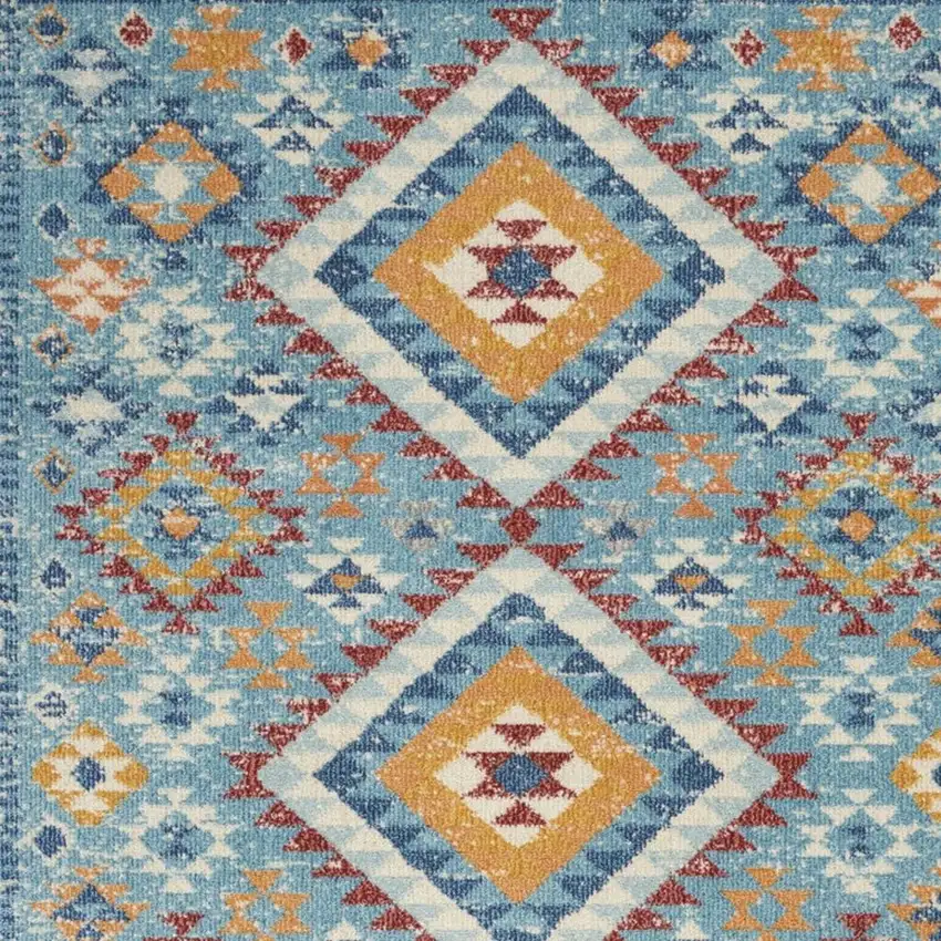 Blue And Orange Geometric Area Rug Photo 1