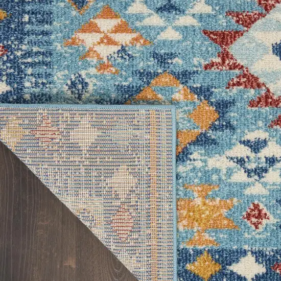 Blue And Orange Geometric Area Rug Photo 9