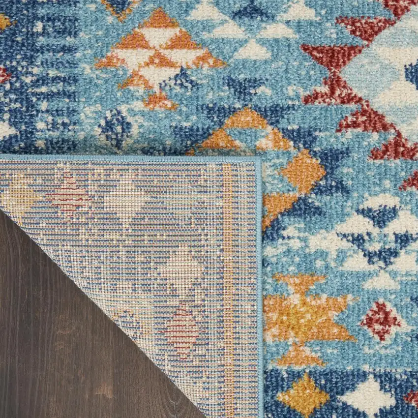 Blue And Orange Geometric Area Rug Photo 9