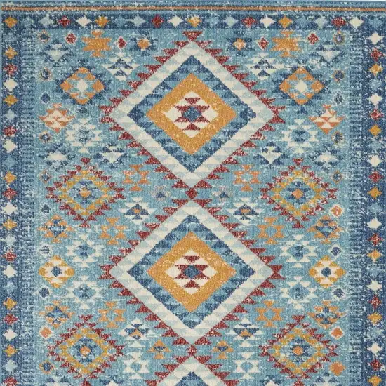 Blue And Orange Geometric Area Rug Photo 6
