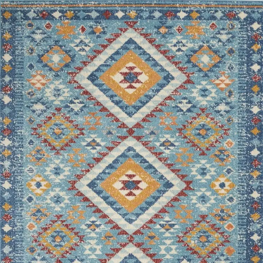 Blue And Orange Geometric Area Rug Photo 6