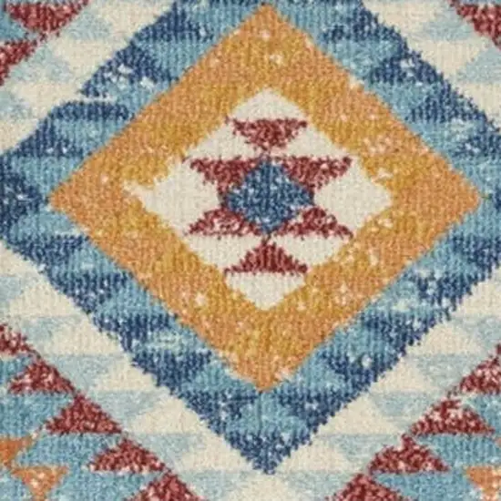 Blue And Orange Geometric Area Rug Photo 3