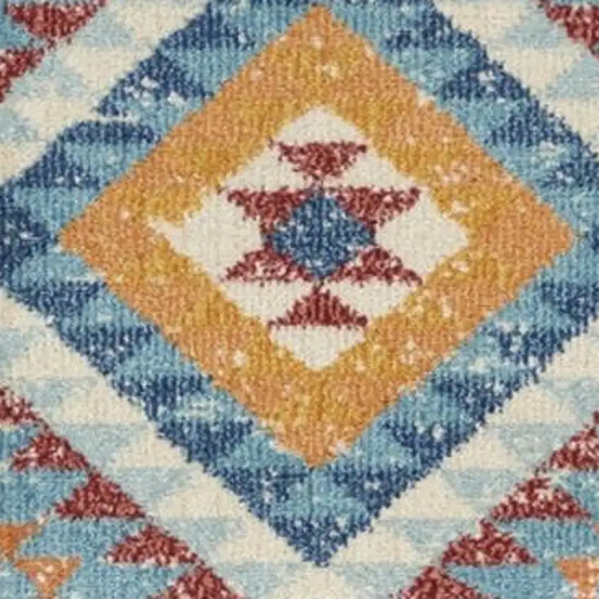 Blue And Orange Geometric Area Rug Photo 3