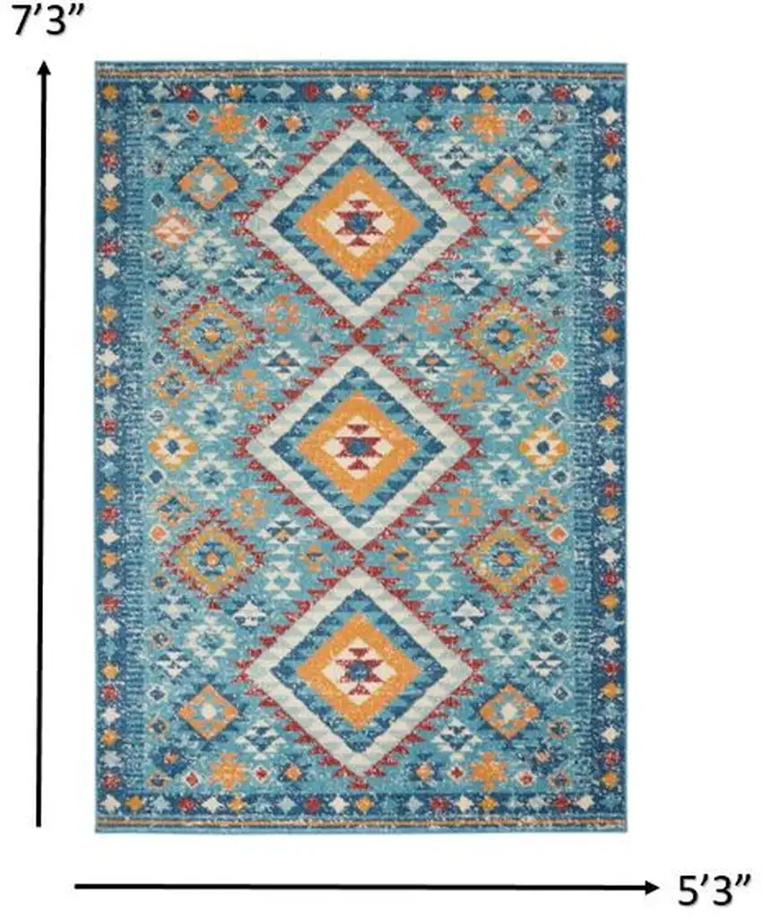 Blue and Multi Diamonds Area Rug Photo 6